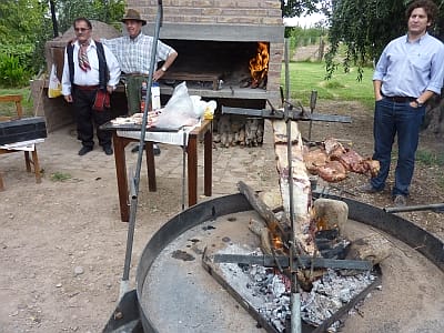 Cooking the asado dinner