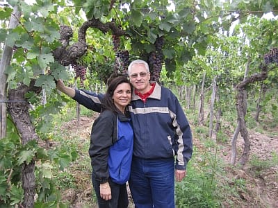 Jeff and Gloria in the tall vines