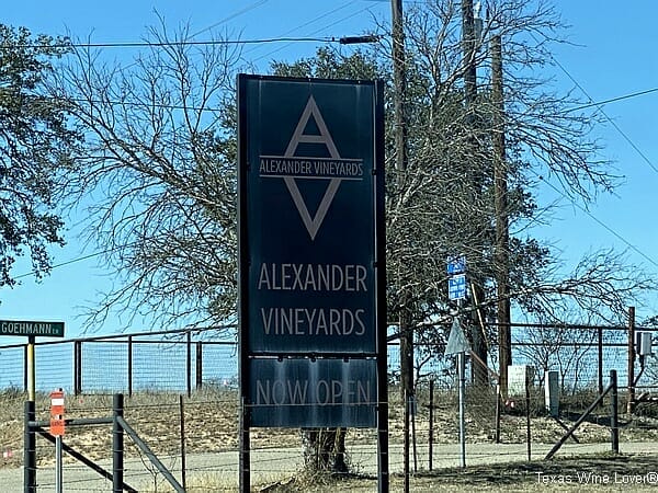 Alexander Vineyards sign