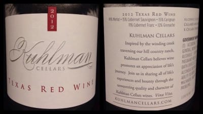 Kuhlman Cellars Texas Red Wine