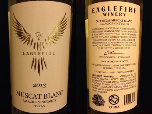 Eaglefire Winery Muscat Blanc labels