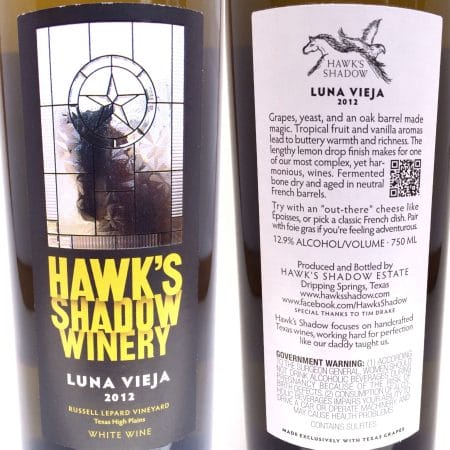 Hawk's Shadow Winery Luna Vieja labels