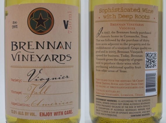 Brennan Vineyards Viognier label