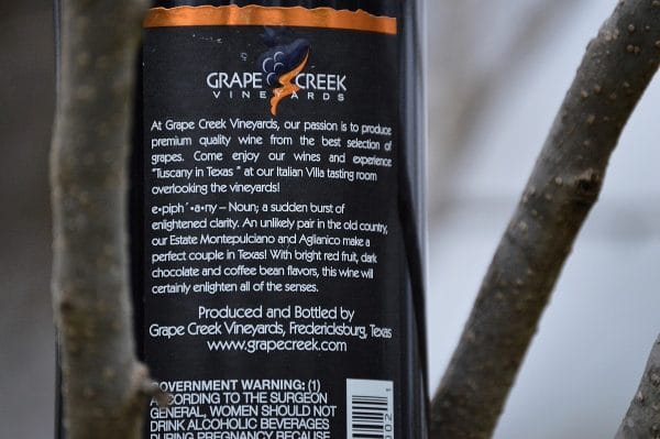 Grape Creek Vineyards Epiphany label