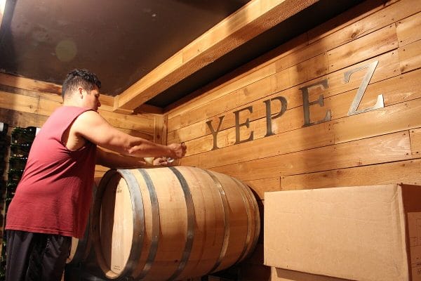 Doing a barrel tasting at Yepez Vineyard