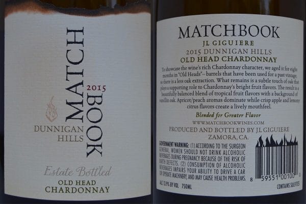 Matchbook Old Head Chardonnay labels