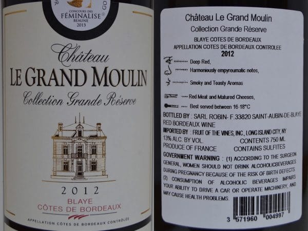 Château Le Grand Moulin labels