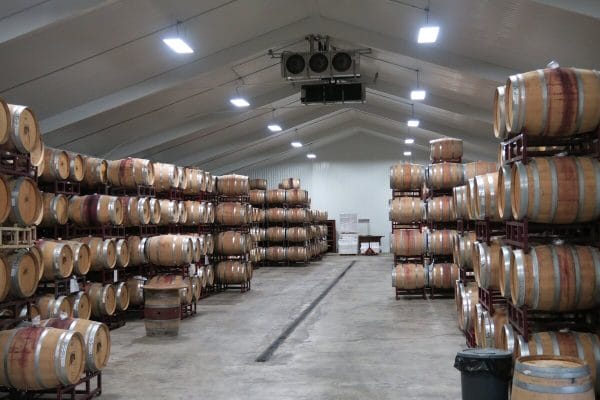 Becker Vineyards barrel room