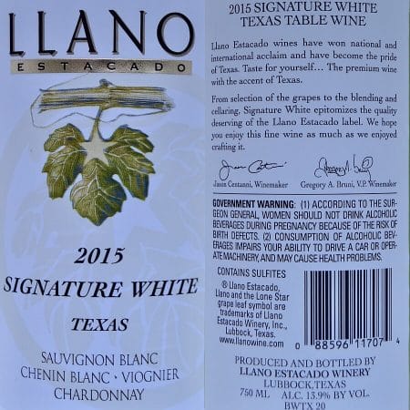 Llano Estacado Signature White labels