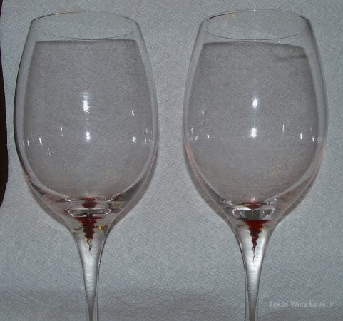 Vacanti wine glasses with sediment