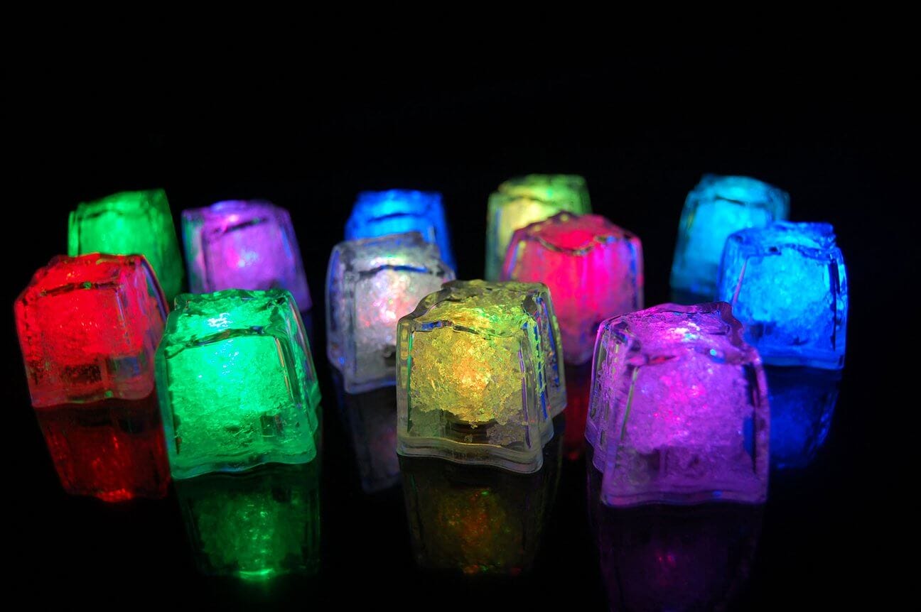 REVO Multi Color 8 Mode Light Up Ice Cube - Best cube in the market! - 12 pack Texas Wine Lover®