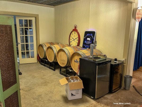 Blue Mule Winery barrels