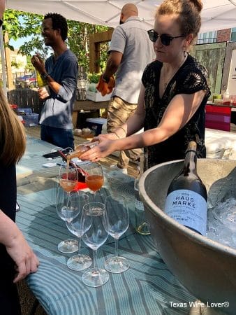 Pouring wines at pop-up bar