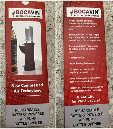 Bocavin electric wine opener box