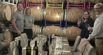 Uplift Vineyard wine tasting table