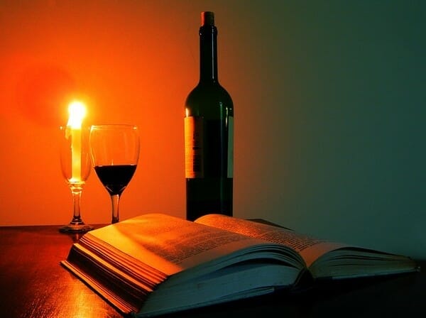 Wine and book