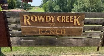 Rowdy Creek Ranch sign