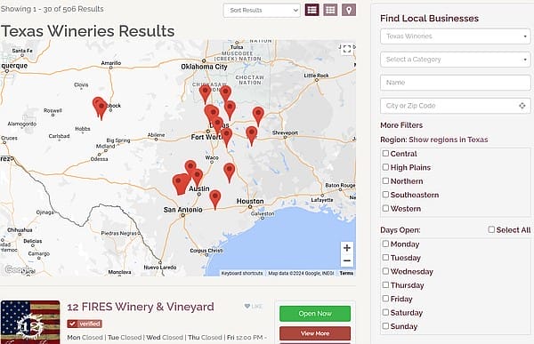 Texas Wineries List